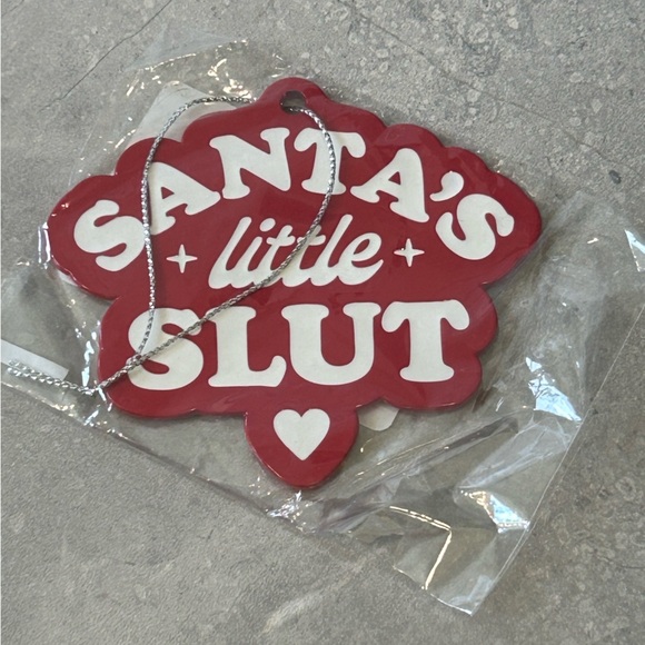 Assholes Live Forever Other - NEW As*holes Live Forever Santa’s Little Sl*t Red Metal Ornament